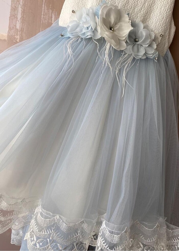 KIZ ÇOCUK MAVİ ABİYE ELBİSE - Görsel 4