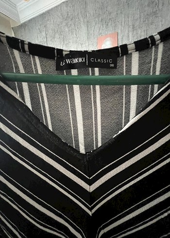 siyah beyaz çizgili elbise - Görsel 2