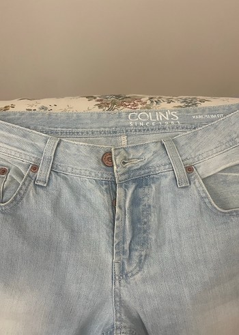 Düğmeli Gri Mavi Bol Kesim Kadın Kot Pantolon
