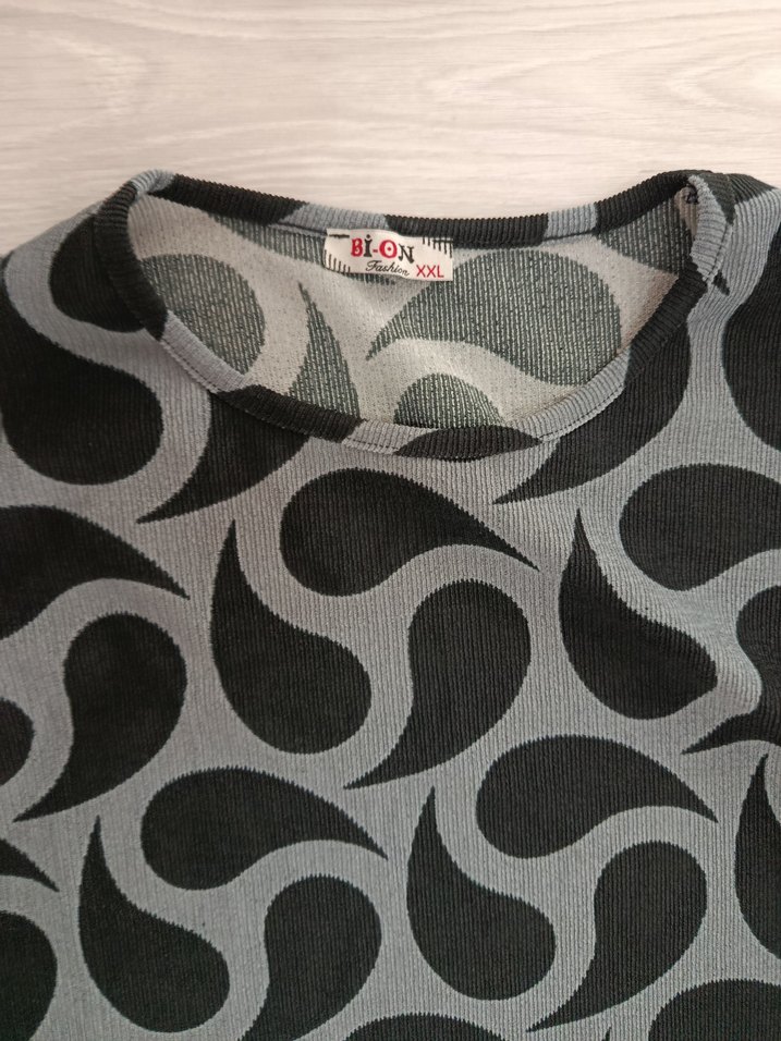 Uzun Gri Desenli Kadın Elbise - Görsel 2