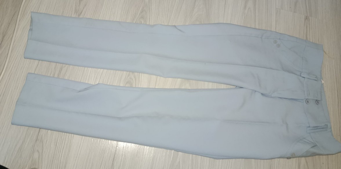 Düğmeli Mavi Kadın  Pantolon - Görsel 2