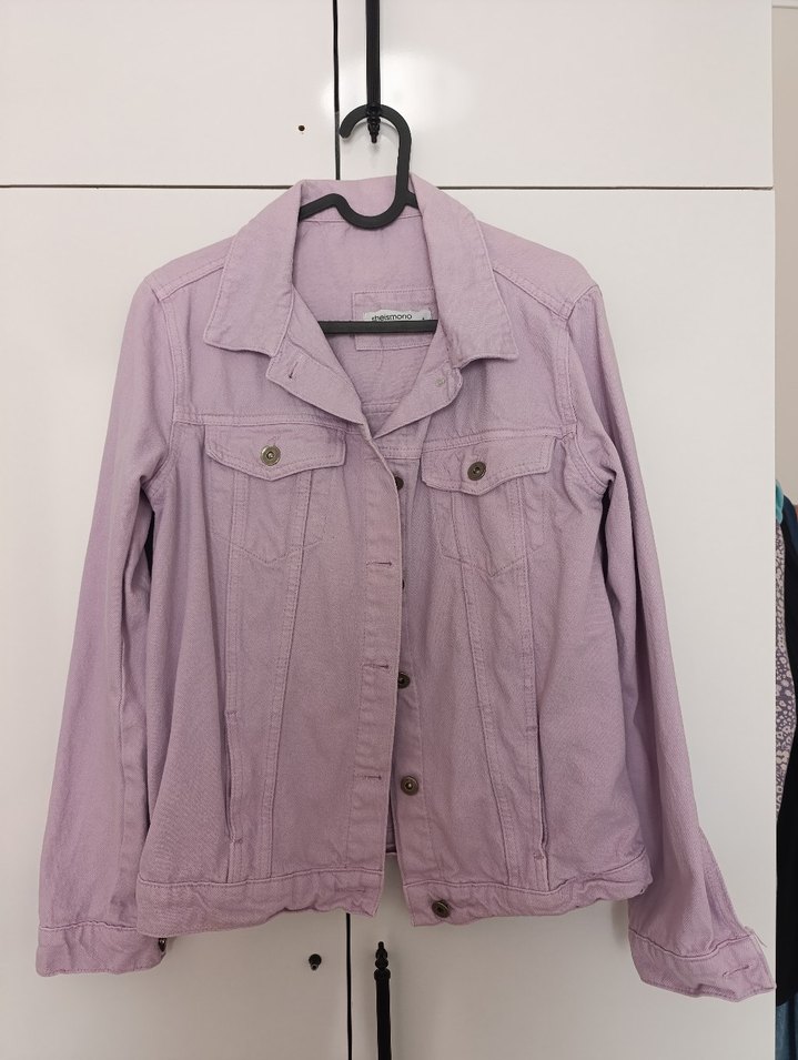 Düğmeli Lila Kadın Denim Ceket - Görsel 2