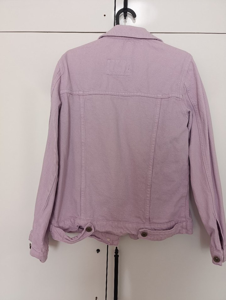 Düğmeli Lila Kadın Denim Ceket - Görsel 4