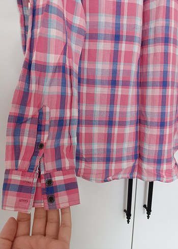 Pembe Pamuklu Düğmeli Uzun Kollu Gömlek - Görsel 5