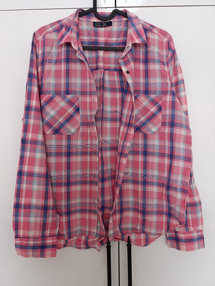 Pembe Pamuklu Düğmeli Uzun Kollu Gömlek - Görsel 2