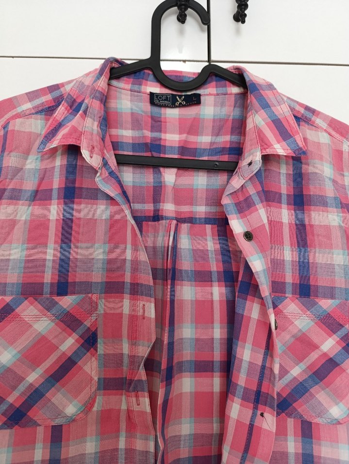 Pembe Pamuklu Düğmeli Uzun Kollu Gömlek - Görsel 3