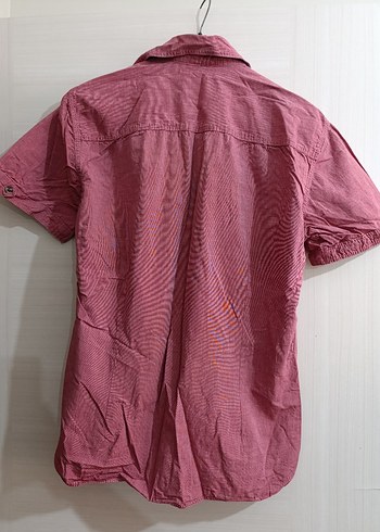 Bordo Düğmeli Kısa Kollu Erkek Gömlek - Görsel 5