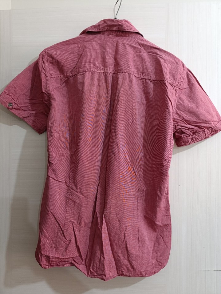 Bordo Düğmeli Kısa Kollu Erkek Gömlek - Görsel 5