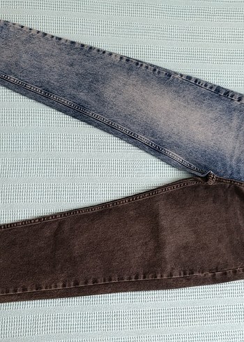 Hiç kullanılmadı Kadın Gri Kahverengi Denim Regular Fit Pantolon - Görsel 3