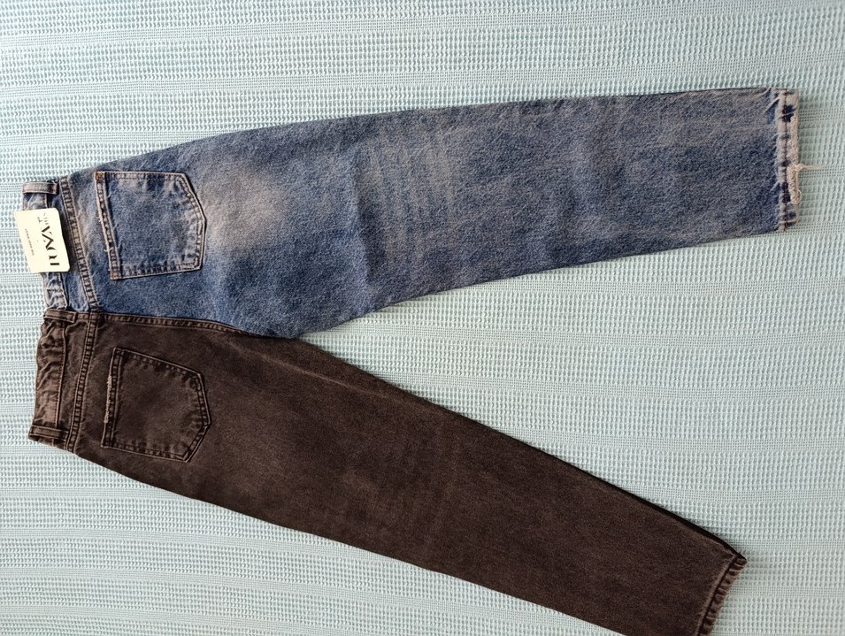 Hiç kullanılmadı Kadın Gri Kahverengi Denim Regular Fit Pantolon - Görsel 4