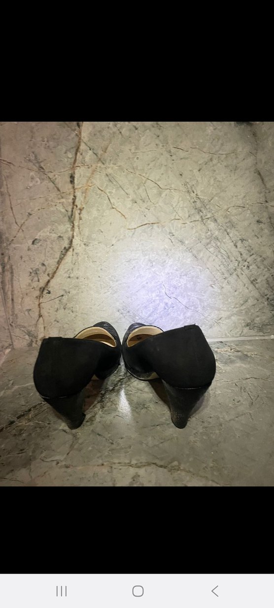 Kadın Siyah Yılan Desenli Tokalı Topuklu Ayakkabı - Görsel 3