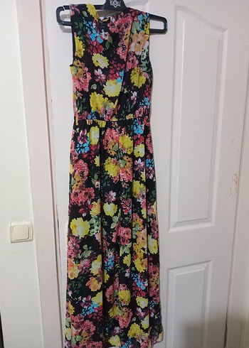 Çiçek Desenli Uzun Bohem Elbise - Görsel 4