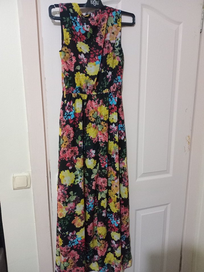 Çiçek Desenli Uzun Bohem Elbise - Görsel 4