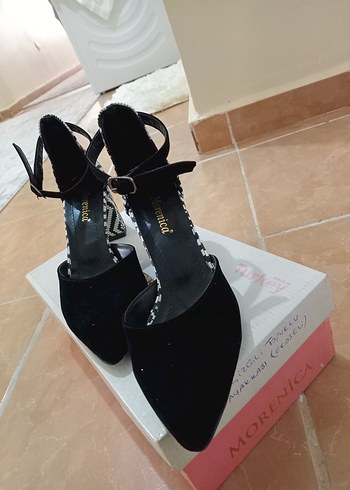 Desenli Tokalı Siyah  ekoseli Bohem Topuklu Ayakkabı - Görsel 5