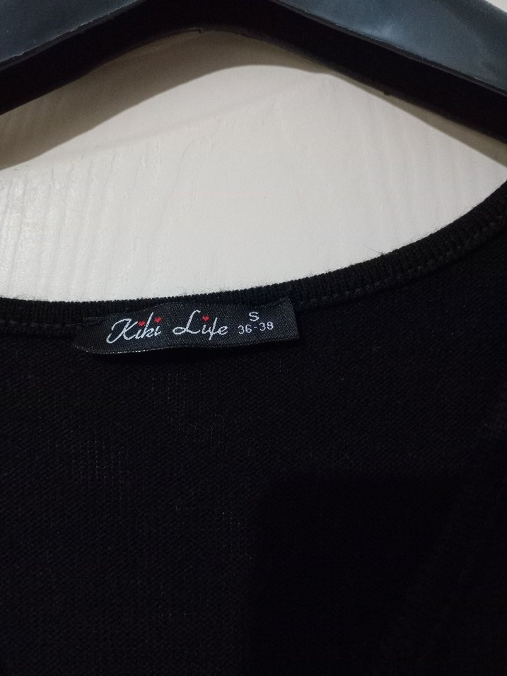 Siyah V Yaka Kadın Triko Elbise - Görsel 4