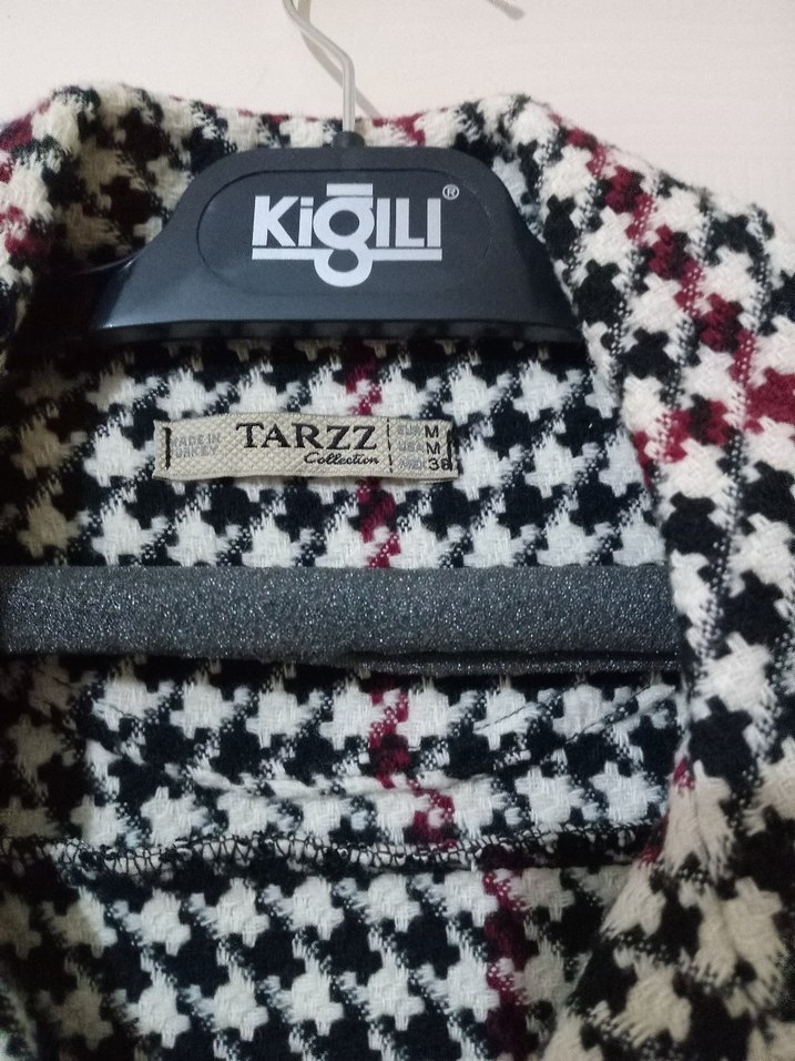 Bordo  karisik Renkli Düğmeli Kadın Midi oduncu  Gömlek - Görsel 3