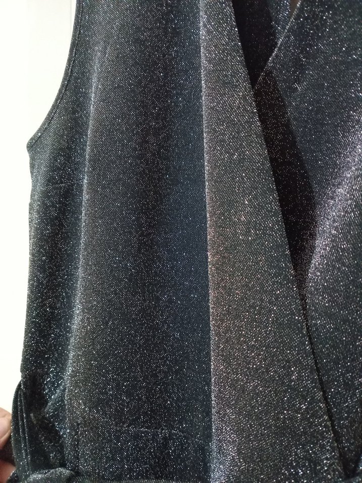 Kemerli Gri Uzun  Işıltılı Simli Abiye Tulum - Görsel 3