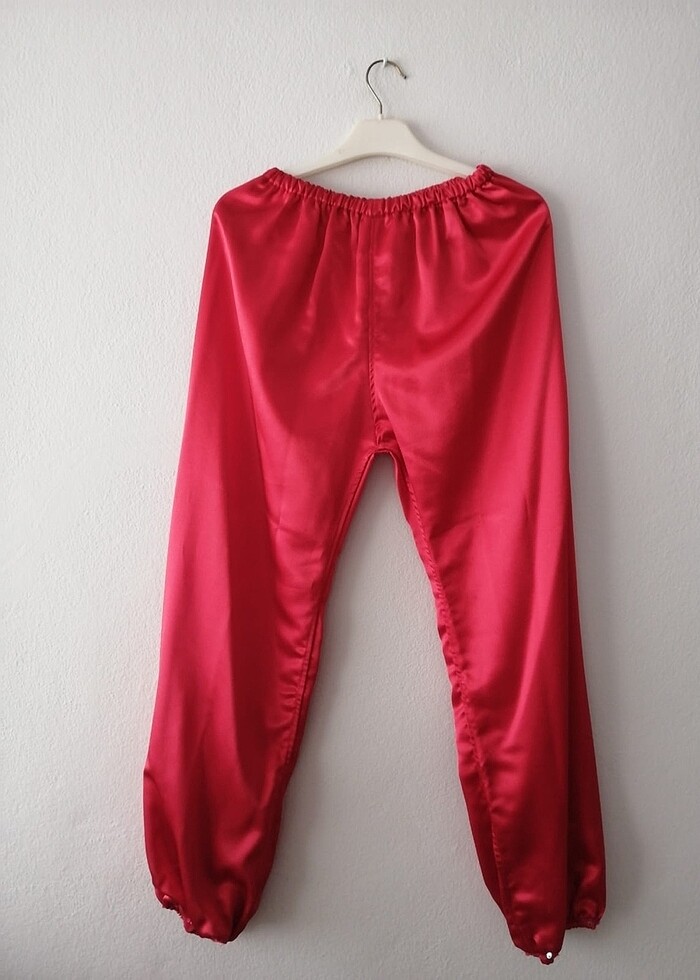 Yeşil üzeri kırmızı işlemeli kaftan takım - Görsel 3