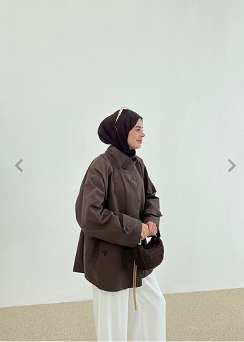 Kadın Kahverengi dik yaka trençkot - Görsel 4