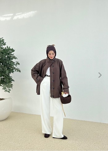 Kadın Kahverengi dik yaka trençkot - Görsel 5