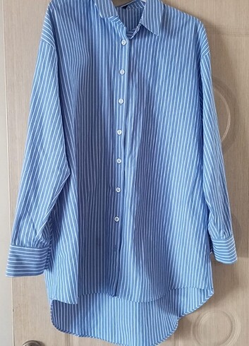 Trendyol Milla çizgili mavi gömlek  - Görsel 7