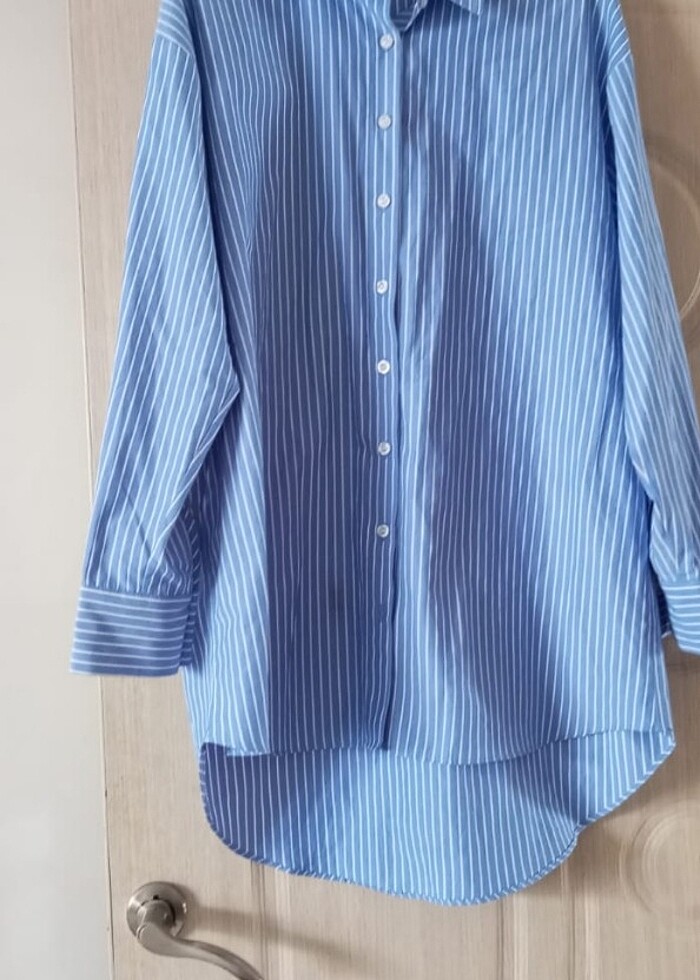 Trendyol Milla çizgili mavi gömlek  - Görsel 2