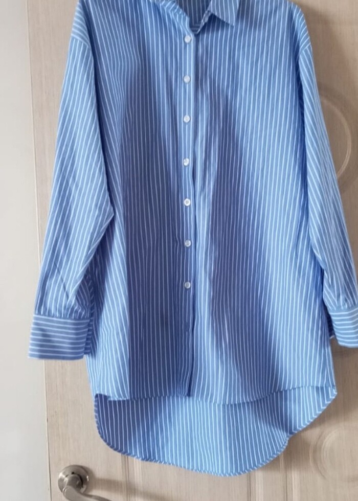 Trendyol Milla çizgili mavi gömlek  - Görsel 3