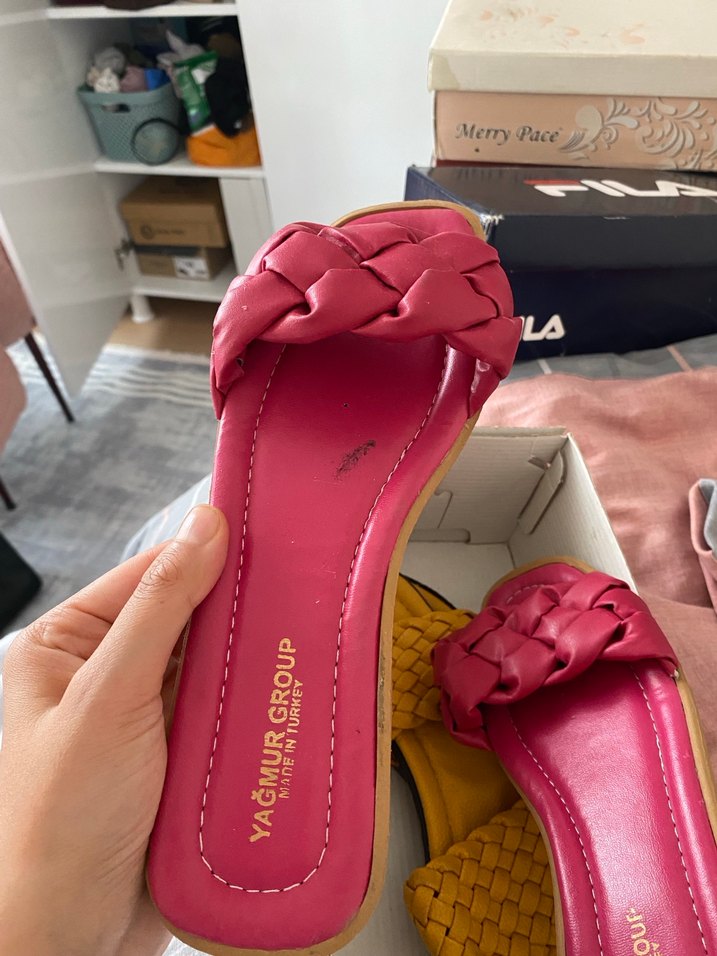 Renkli Dolgu Topuklu Kadın Terlikler - Görsel 2