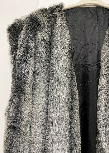 Gri Kürklü Midi Kadın Yelek - Görsel 2