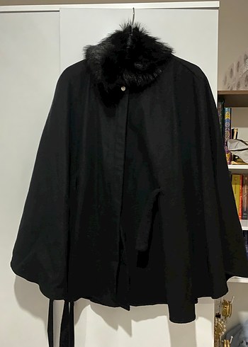 Tüylü kaşe panço - Görsel 2