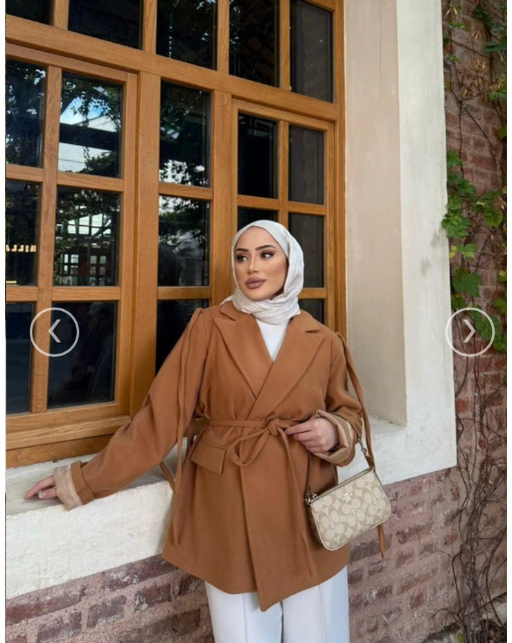Hr Camel Kemerli Uzun kaşe ceket - Görsel 2
