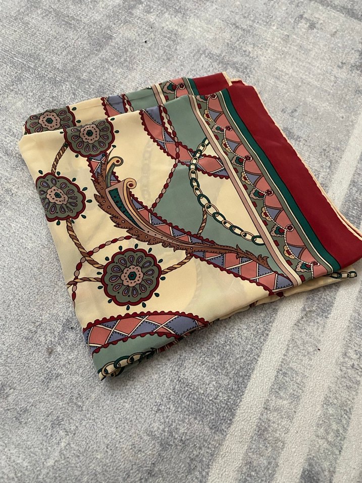Vintage ipek büyük boy eşarp - Görsel 2