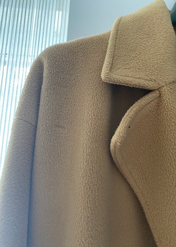 Bej Süet Kadın Midi Boy Kaban - Görsel 4