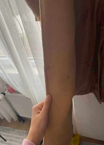 Bej Süet Kadın Midi Boy Kaban - Görsel 6