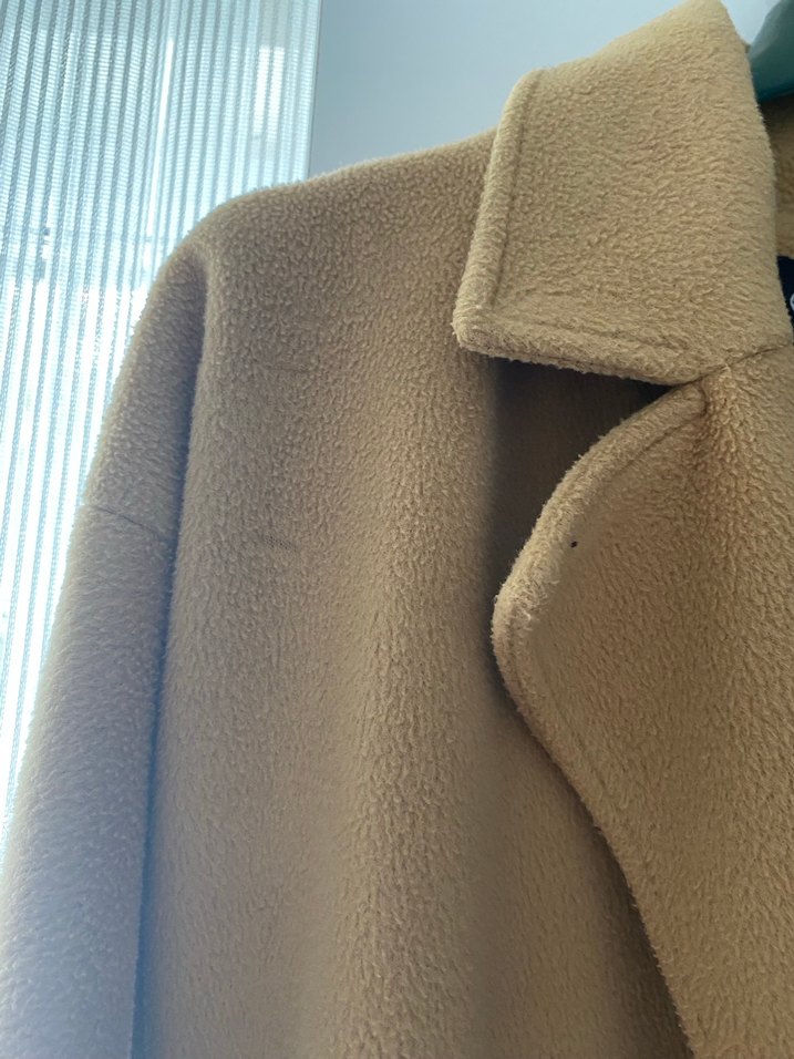 Bej Süet Kadın Midi Boy Kaban - Görsel 4