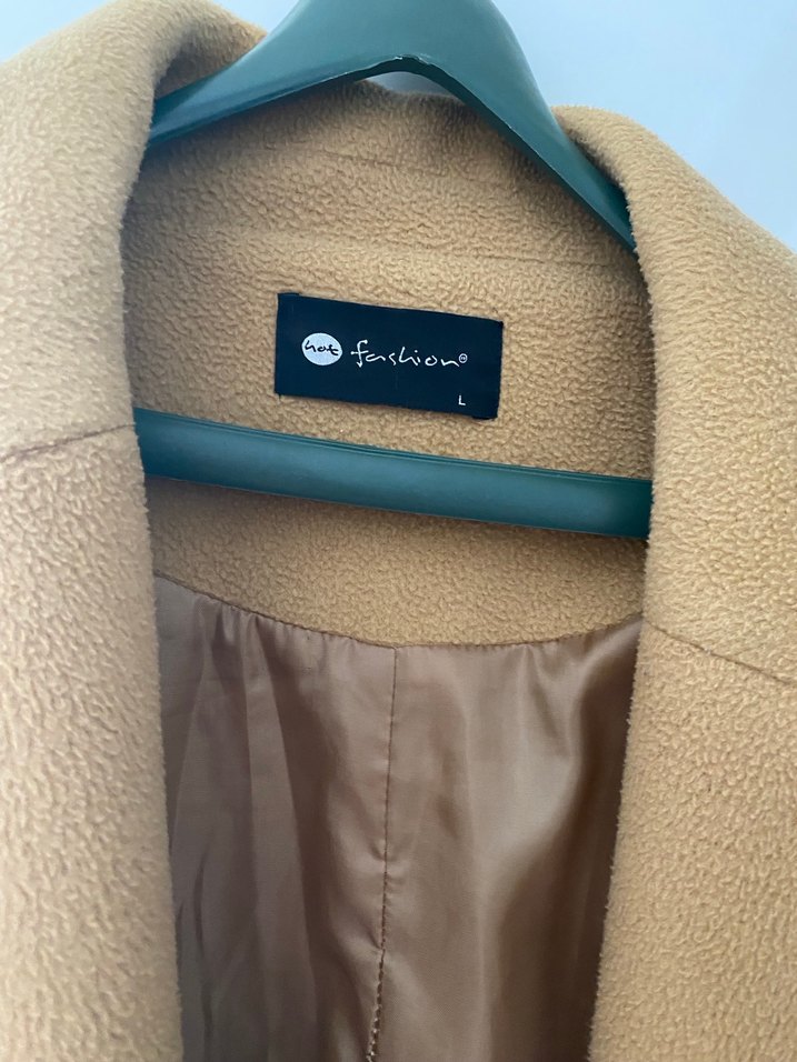 Bej Süet Kadın Midi Boy Kaban - Görsel 3