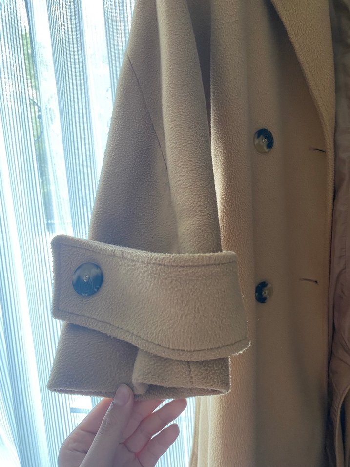 Bej Süet Kadın Midi Boy Kaban - Görsel 2