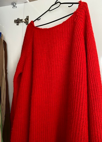 Kırmızı Kadın Triko Uzun Kollu Kazak - Görsel 2