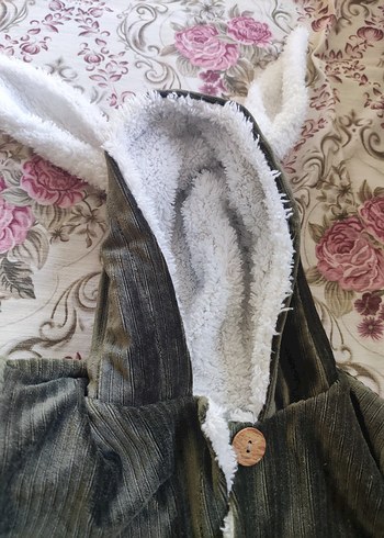 Düğmeli Gri Bebek Kar Tulumu Nakışlı - Görsel 2