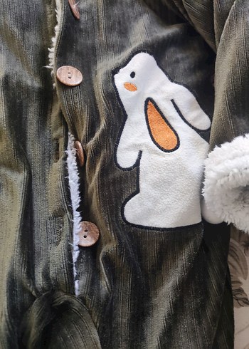 Düğmeli Gri Bebek Kar Tulumu Nakışlı - Görsel 4