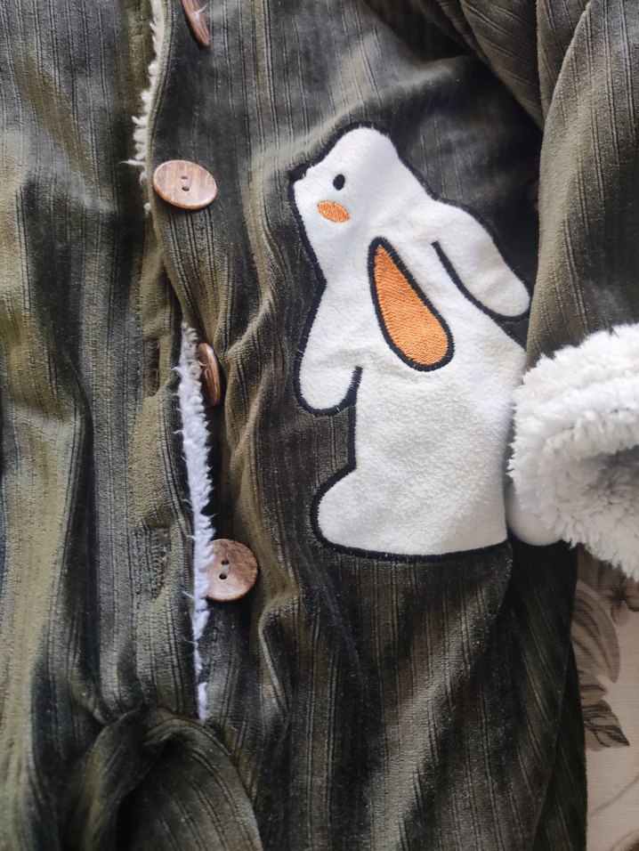 Düğmeli Gri Bebek Kar Tulumu Nakışlı - Görsel 4