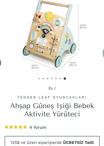 Pastel Bej Ahşap Bebek Yürüteci - Görsel 4