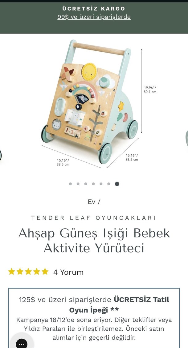 Pastel Bej Ahşap Bebek Yürüteci - Görsel 4