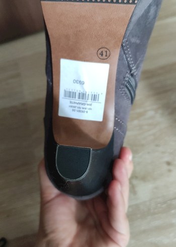 Gri Süet Fermuarlı Yüksek Topuklu Kadın Bot - Görsel 7