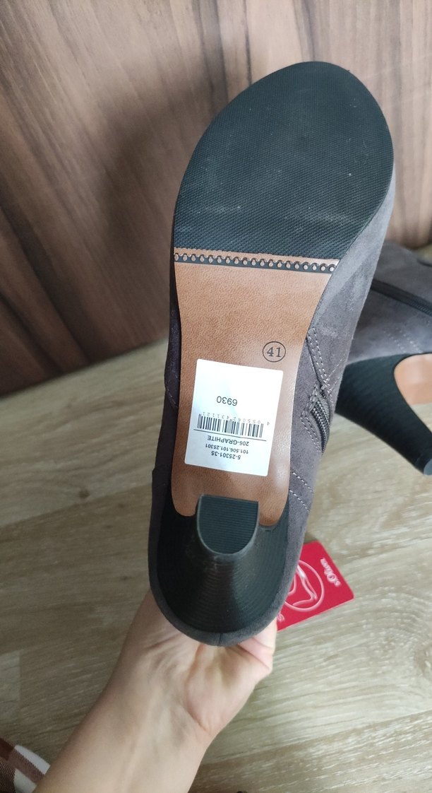 Gri Süet Fermuarlı Yüksek Topuklu Kadın Bot - Görsel 4