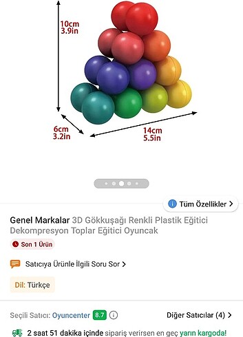 3D Gökkuşağı eğitici oyuncak plastik top - Görsel 5