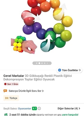 3D Gökkuşağı eğitici oyuncak plastik top - Görsel 9