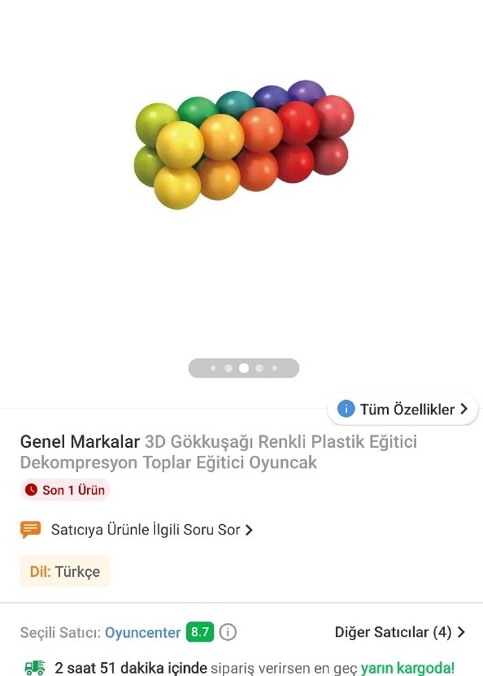 3D Gökkuşağı eğitici oyuncak plastik top - Görsel 2