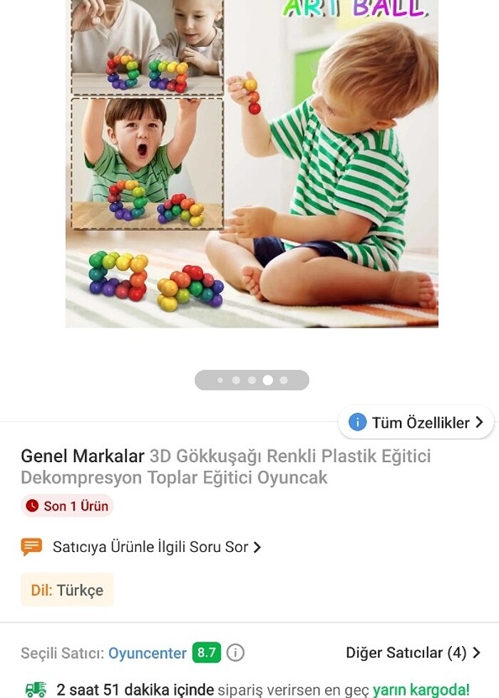3D Gökkuşağı eğitici oyuncak plastik top - Görsel 4