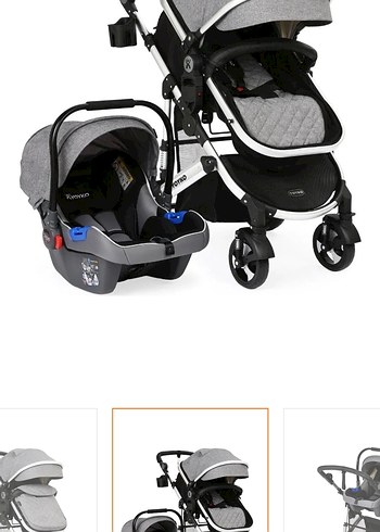 Gri Bebek Arabası ve Oto Koltuğu Seti - Görsel 3